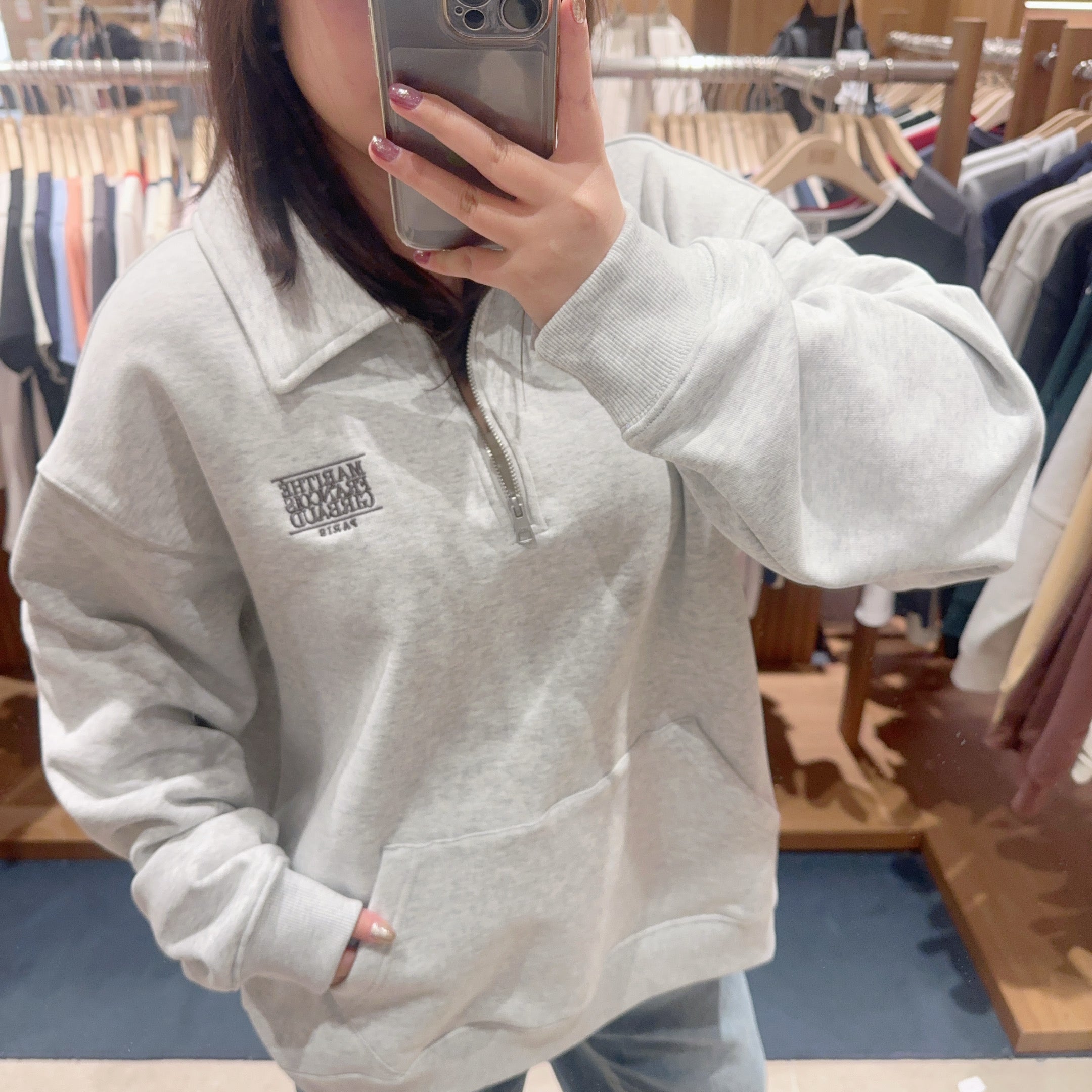 韓國 Marithe Francois Girbaud Classic Logo Collar Half Zipup Sweatshirt 【MF297】