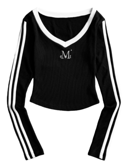 韓國 Mucent Binding Track Line V-Neck T【MU179】