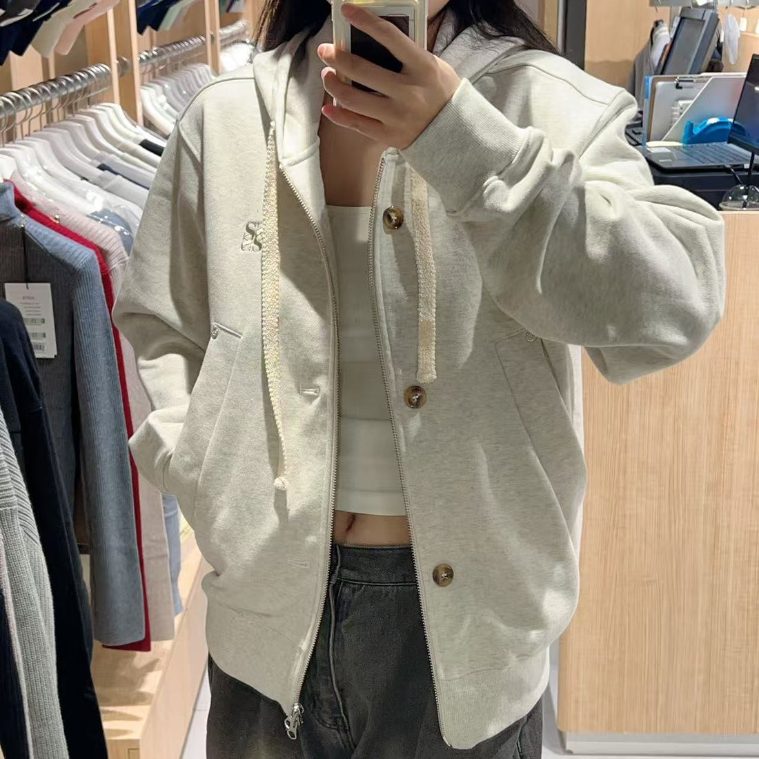 韓國 Satur Theo Cotton All Day Hooded Zip-Up【SR137】