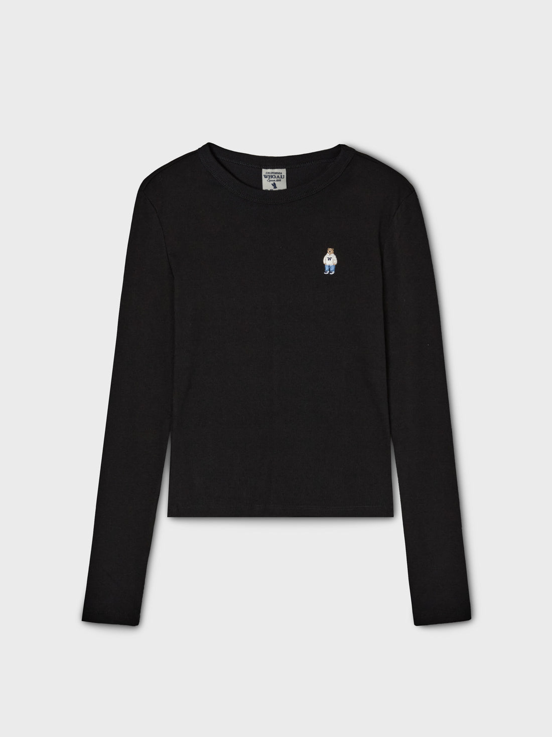 韓國 WhoAU Steve Ribbed Long Sleeve T-shirt【WA248】