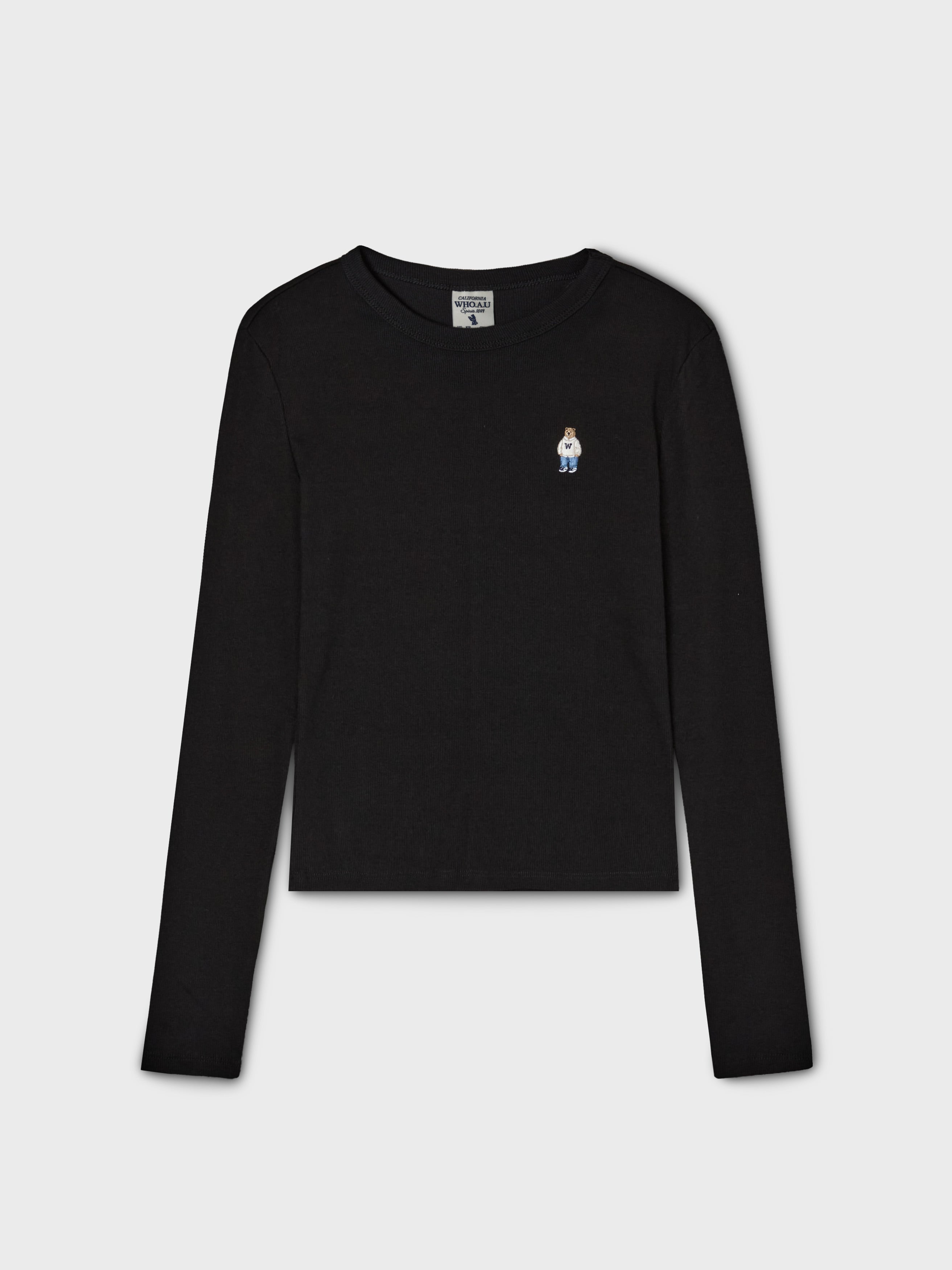 韓國 WhoAU Steve Ribbed Long Sleeve T-shirt【WA248】