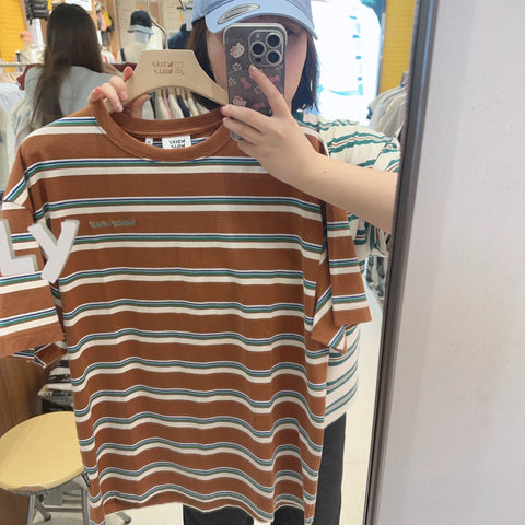 韓國 Wacky Willy Multi Stripe Short Sleeve T-Shirt【WW208】