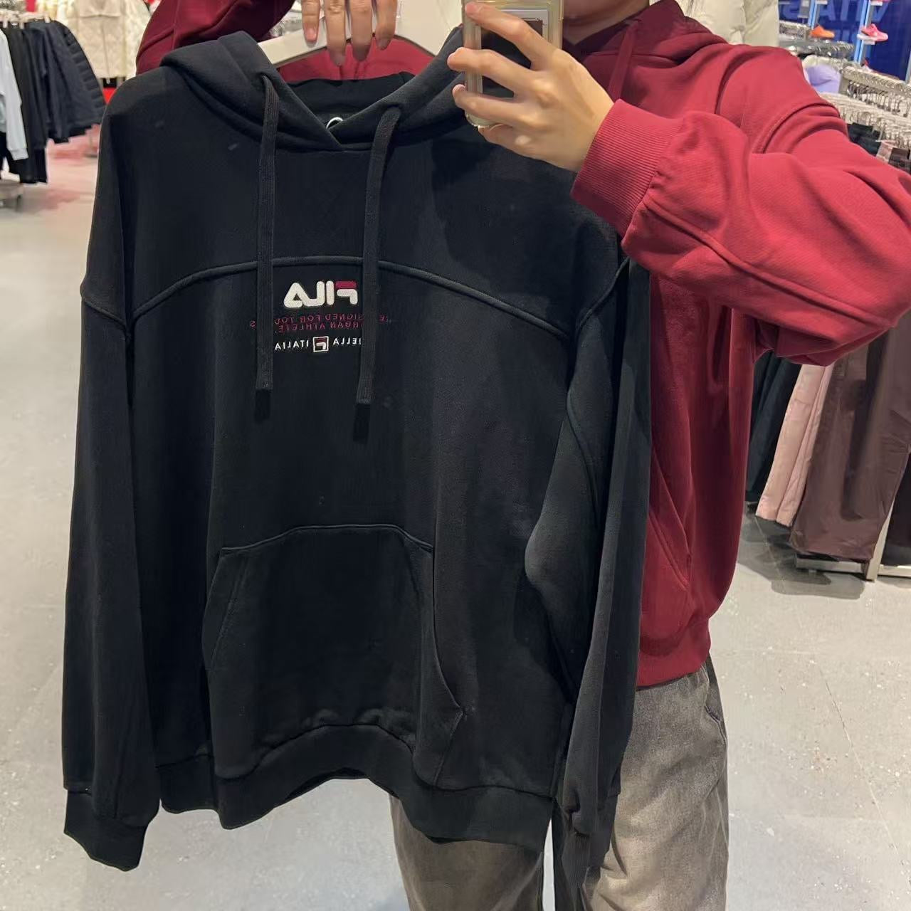 韓國 FILA Unisex Colorblock Logo Hoodie【FA036】