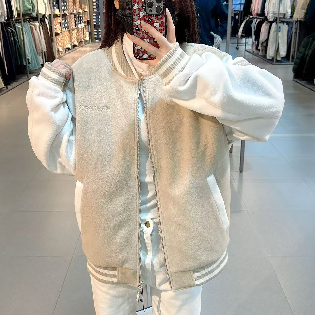 韓國 Discovery Casual Varsity Fleece Jacket【DY155】