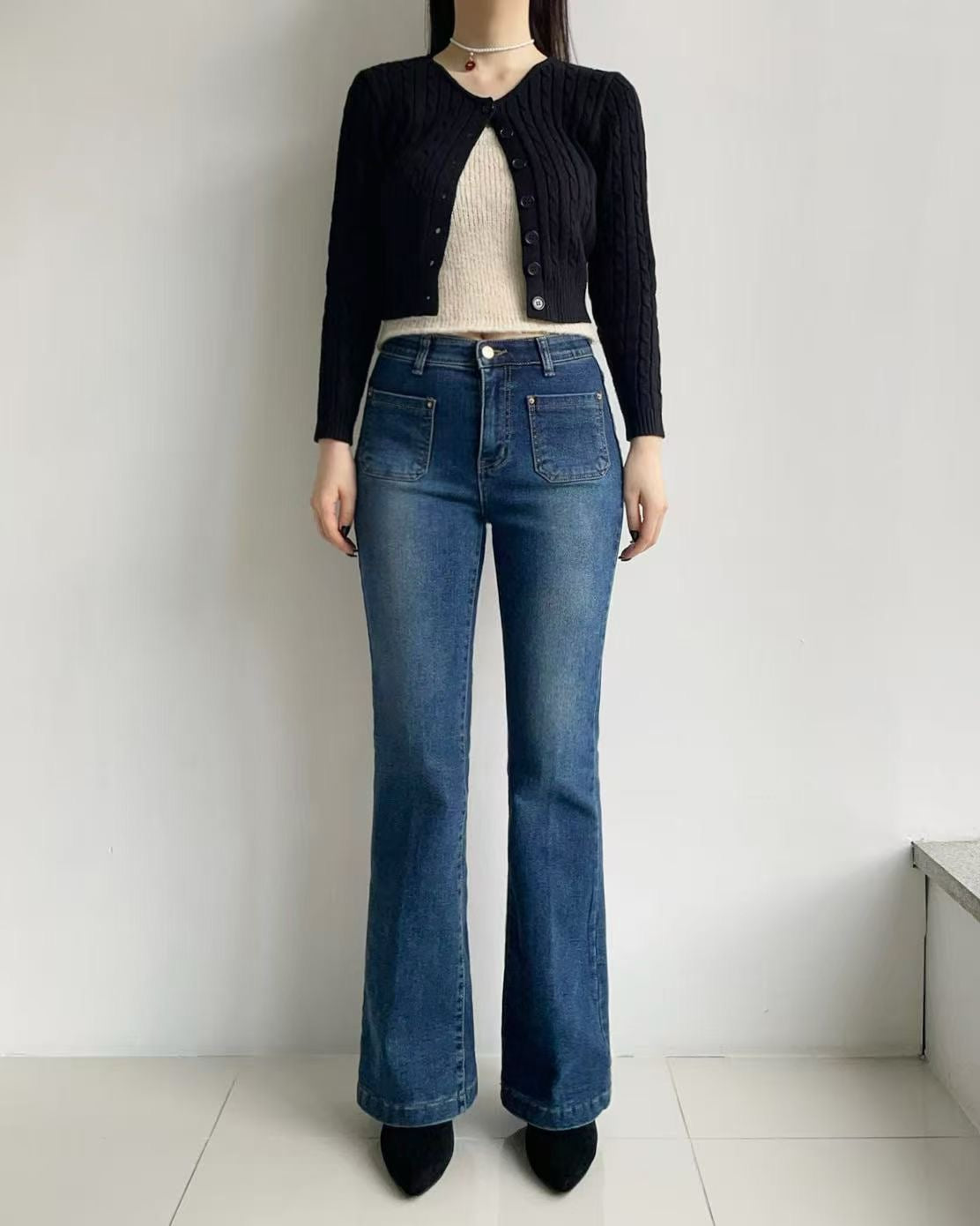 韓國 HowLuk 牛仔褲 刷薄毛 (冬季款)【H2559】