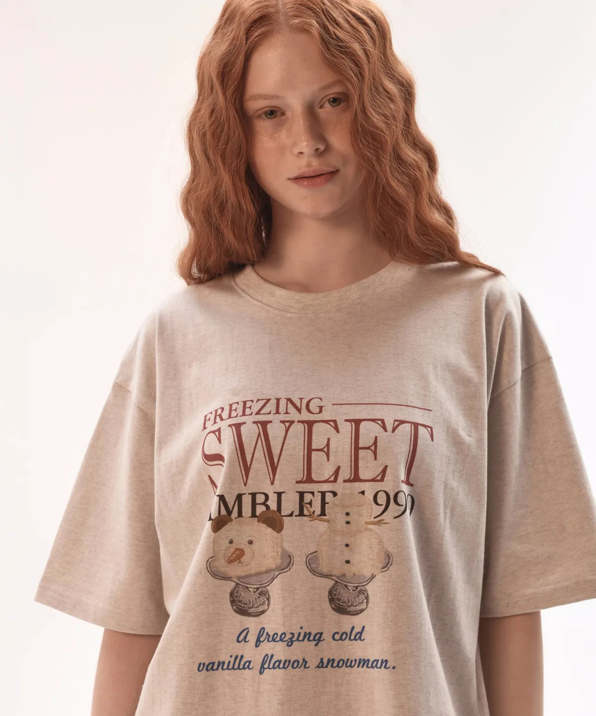 韓國 Ambler Vanilla Snowmans Summer Graphic Short Sleeve T-Shirt【AR079】