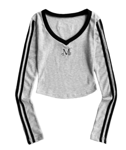 韓國 Mucent Binding Track Line V-Neck T【MU179】