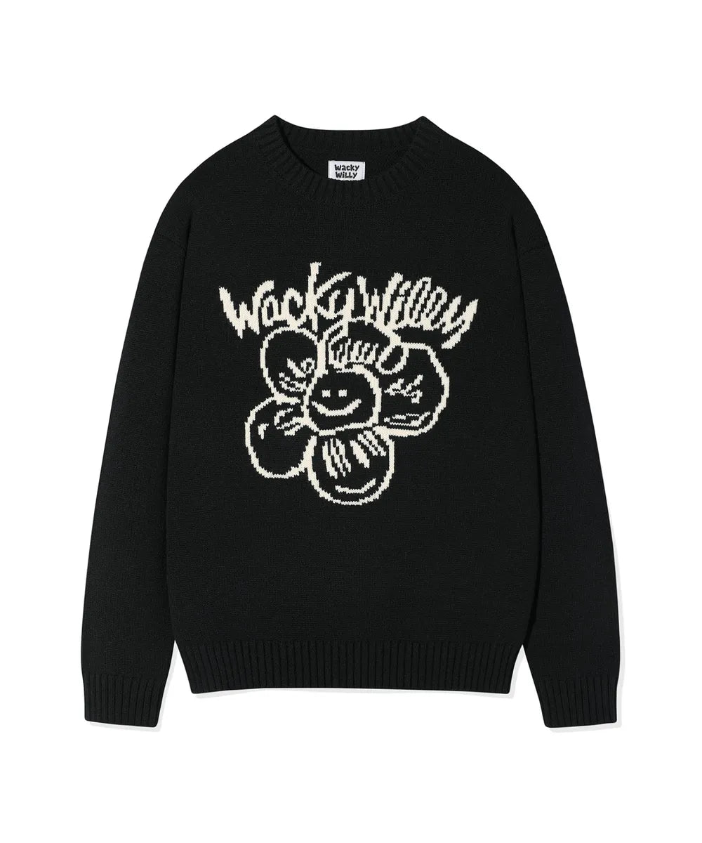 韓國 Wacky Willy Big Lily Graphic Pullover Knit【WW074】