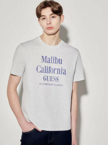 韓國 Guess Men's Malibu Lettering Short Sleeve T-Shirt【GU018】