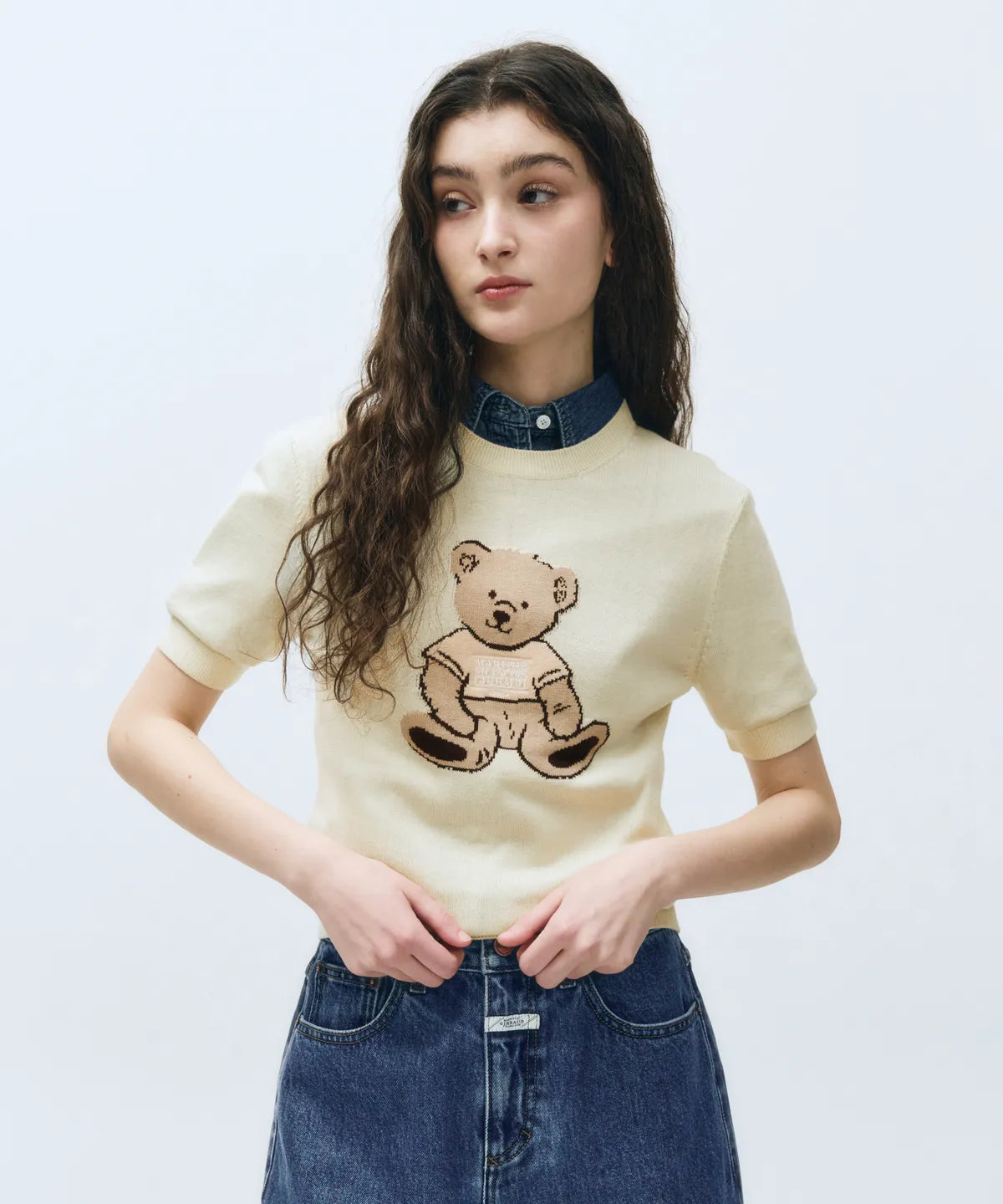 韓國 Marithe Francois Girbaud W DOODLE BEAR HALF KNIT【MF438】