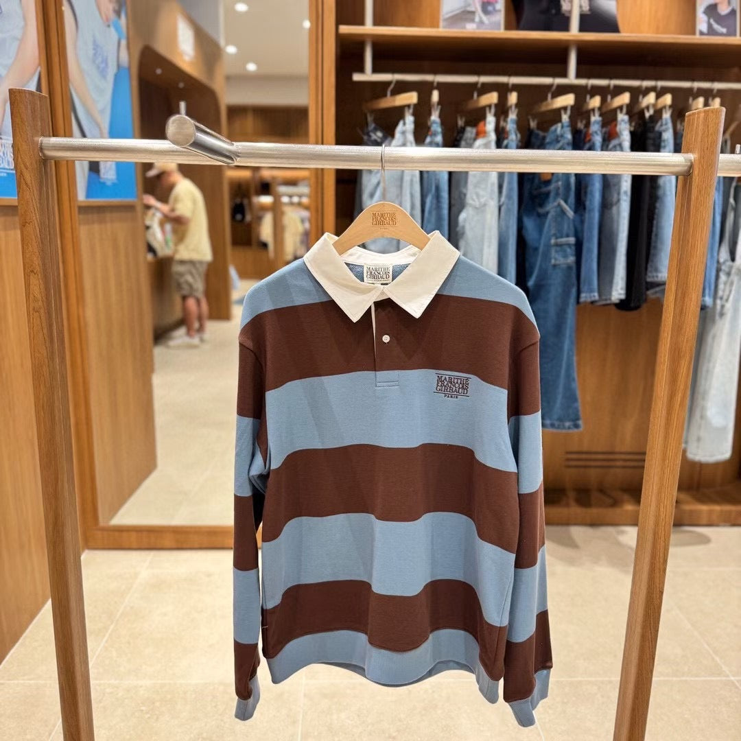 韓國 Marithe Francois Girbaud Classic Logo Stripe Rugby Sweatshirt【MF650】