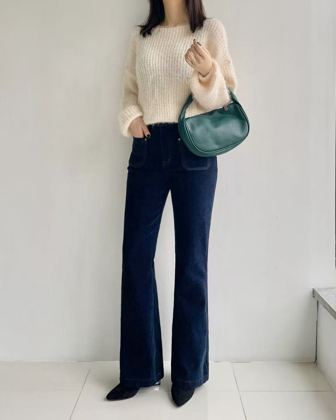 韓國 HowLuk 牛仔褲 刷薄毛 (冬季款)【H2555】