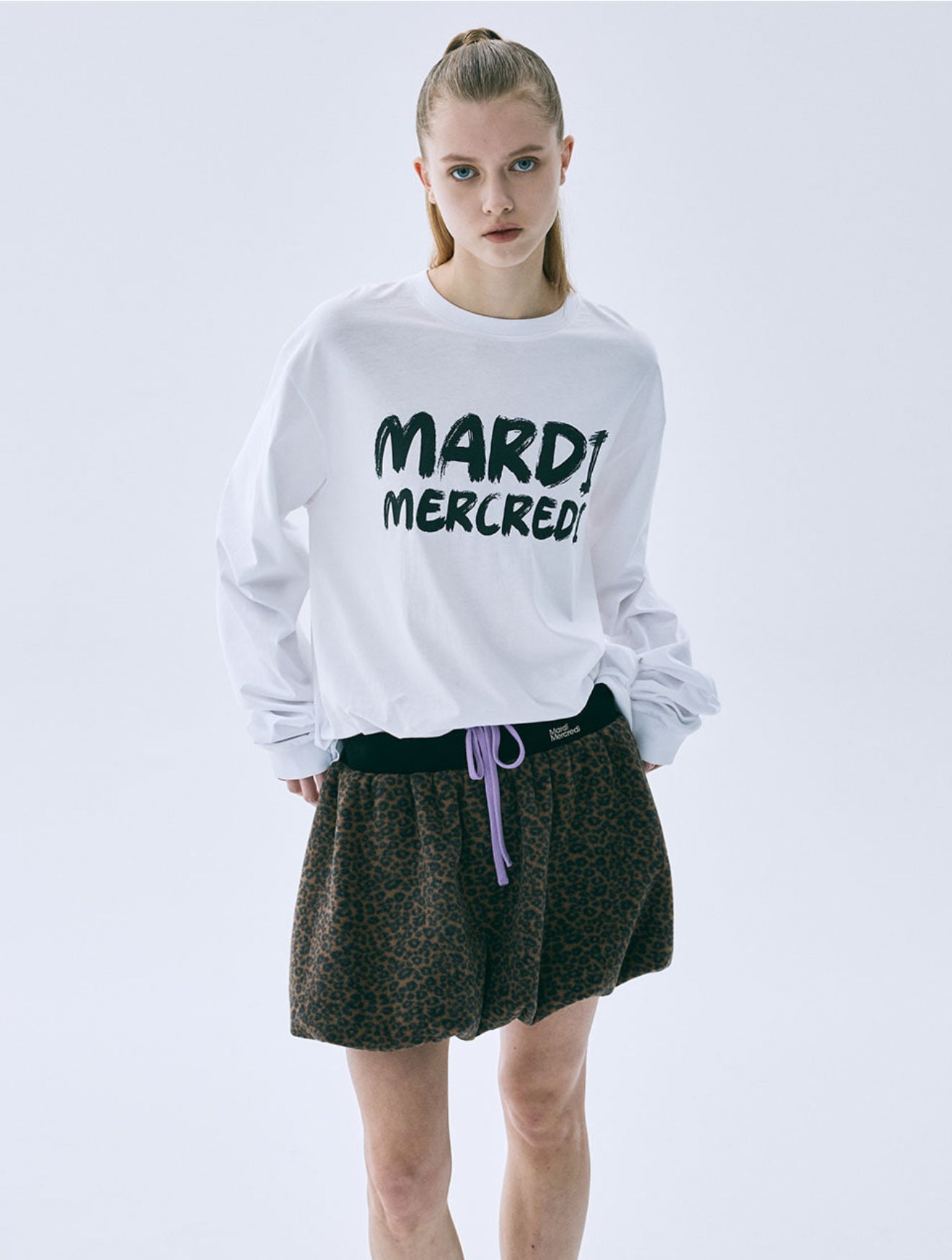 韓國 Mardi Mercredi Fleece Balloon Mini Skirt Leopard【MM184】