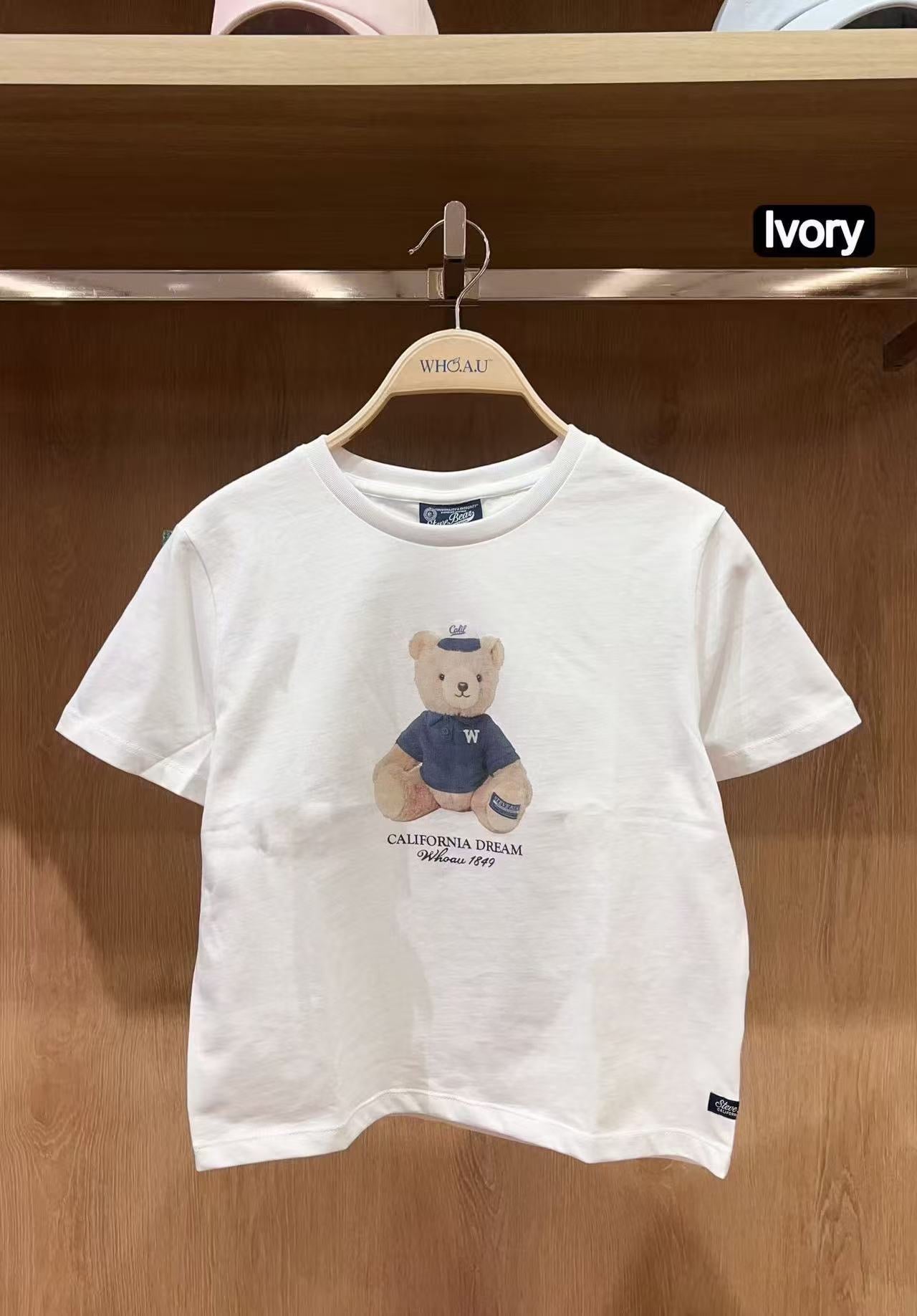 韓國 WhoAU Bear Photo Crop T-Shirt【WA311】