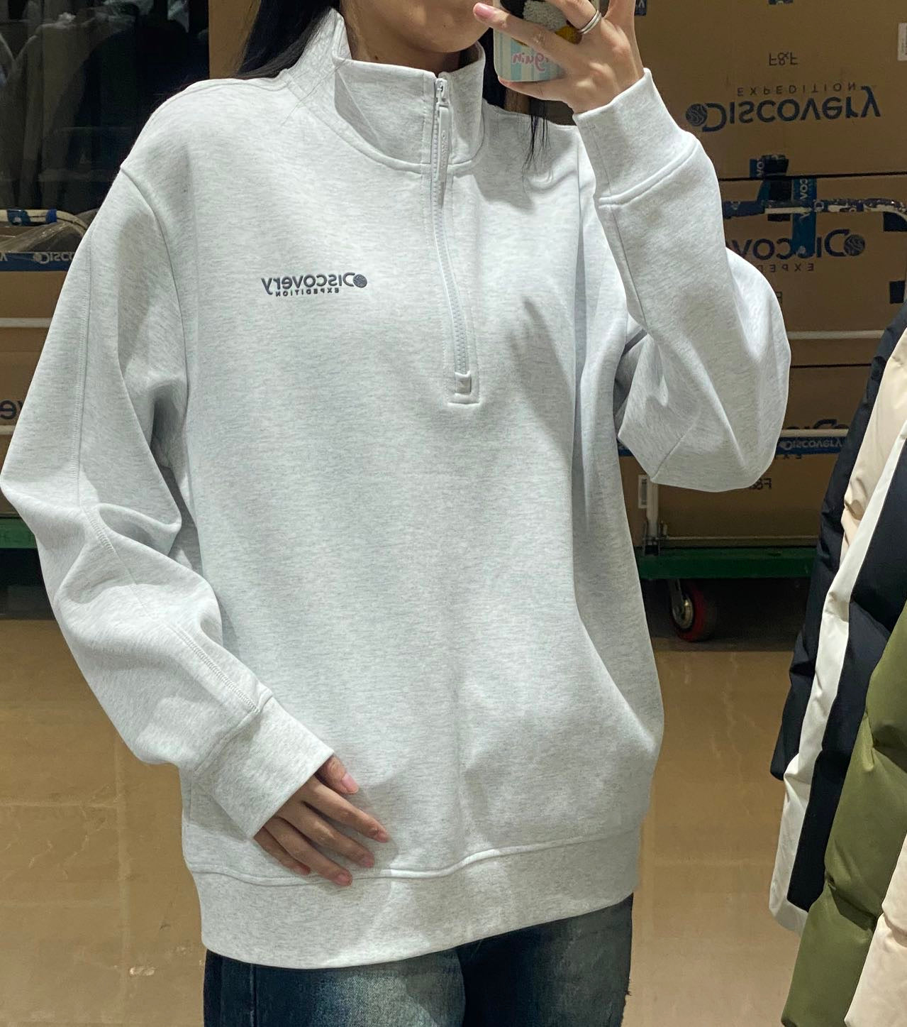 韓國 Discovery Knit Essential Half Zip-Up Training Sweatshirt【DY062】