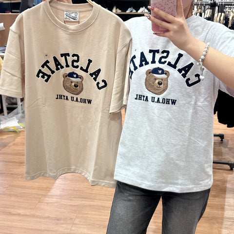 韓國 Who.A.U Steve Campus Arch Letter T-shirt【WA135】