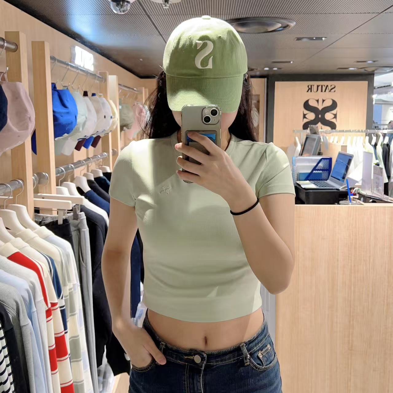 韓國 Satur Classic Crop T-shirt【SR090】