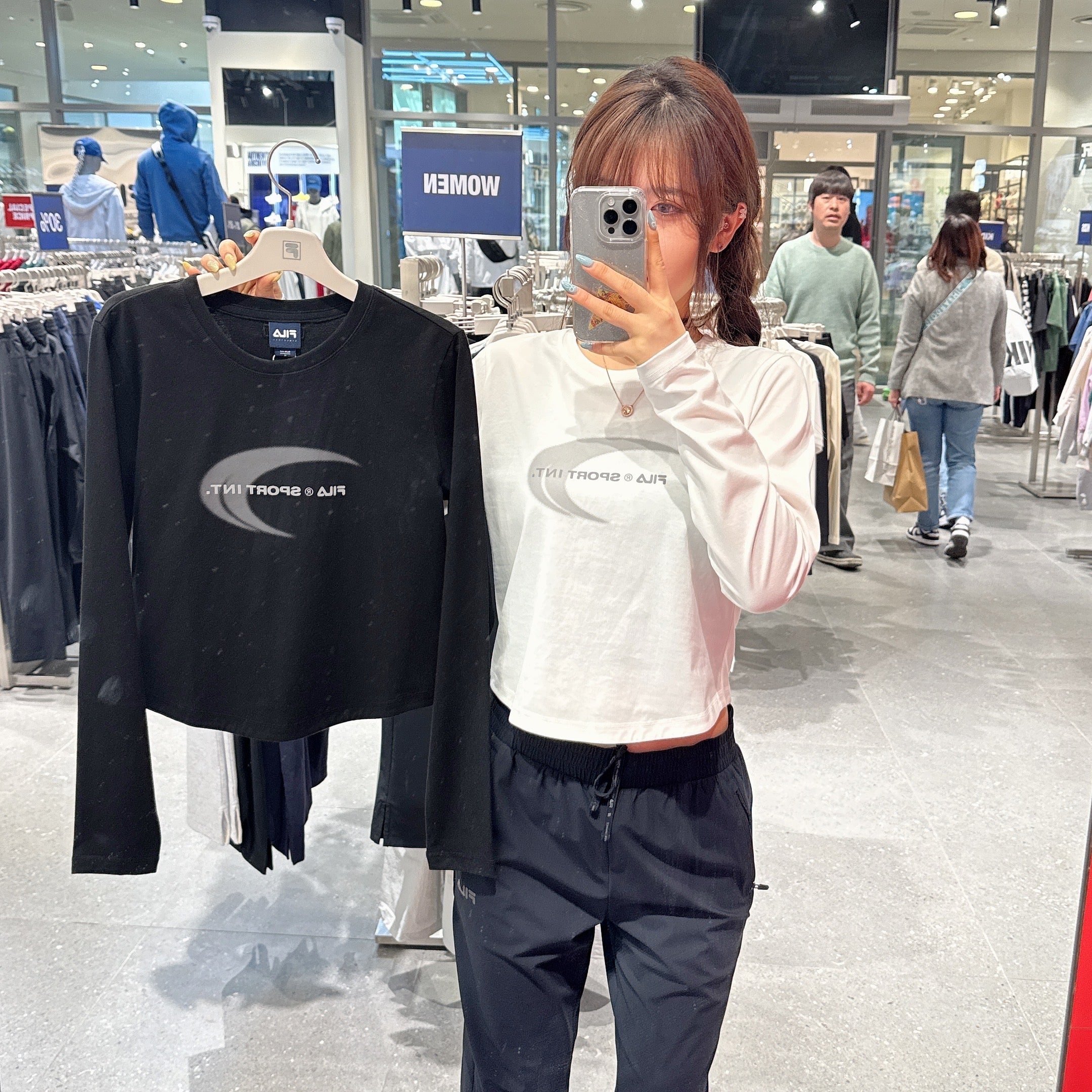 韓國 FILA Cotton Blend Graphic Long Sleeve T-shirt【FA343】
