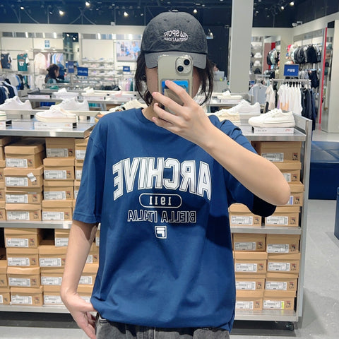 韓國 FILA Cotton Blend Graphic Short Sleeve T-shirt【FA293】