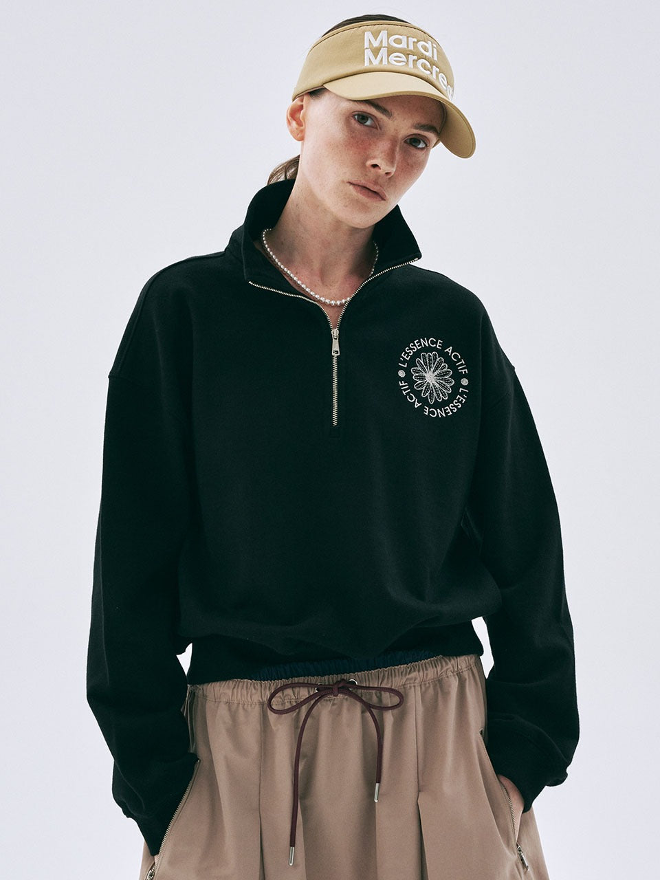 韓國 Mardi Mercredi High-Neck Sweat Zip Up Emblem Needlework【MM238】