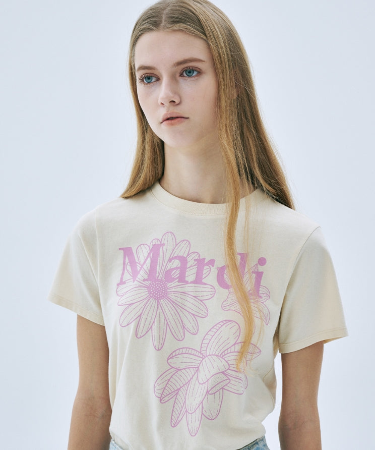 韓國 Mardi Mercredi SLIM TSHIRT TRIPLE FLOWER【MM042】