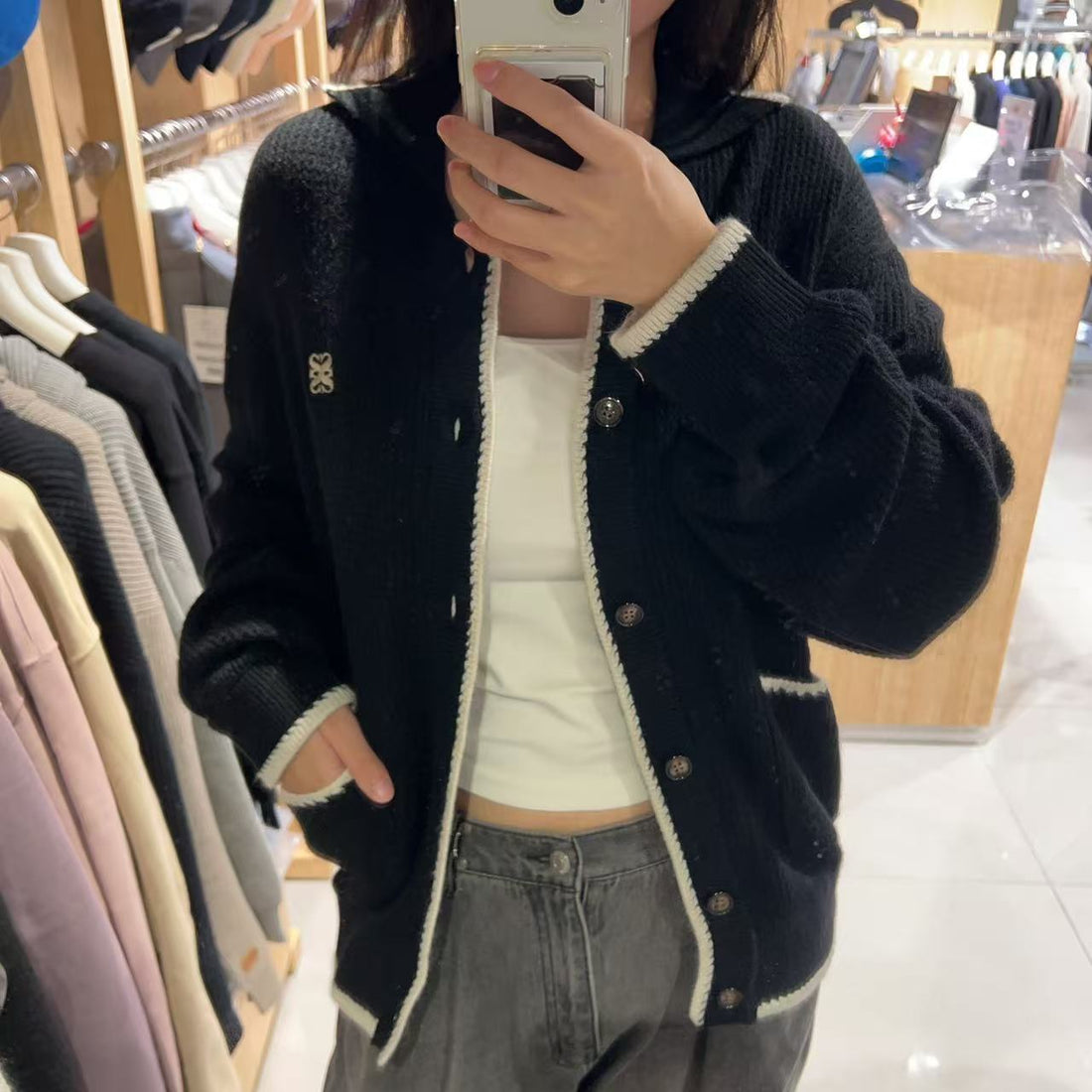 韓國 Satur Bluff Raccoon Collar Knit Cardigan【SR165】