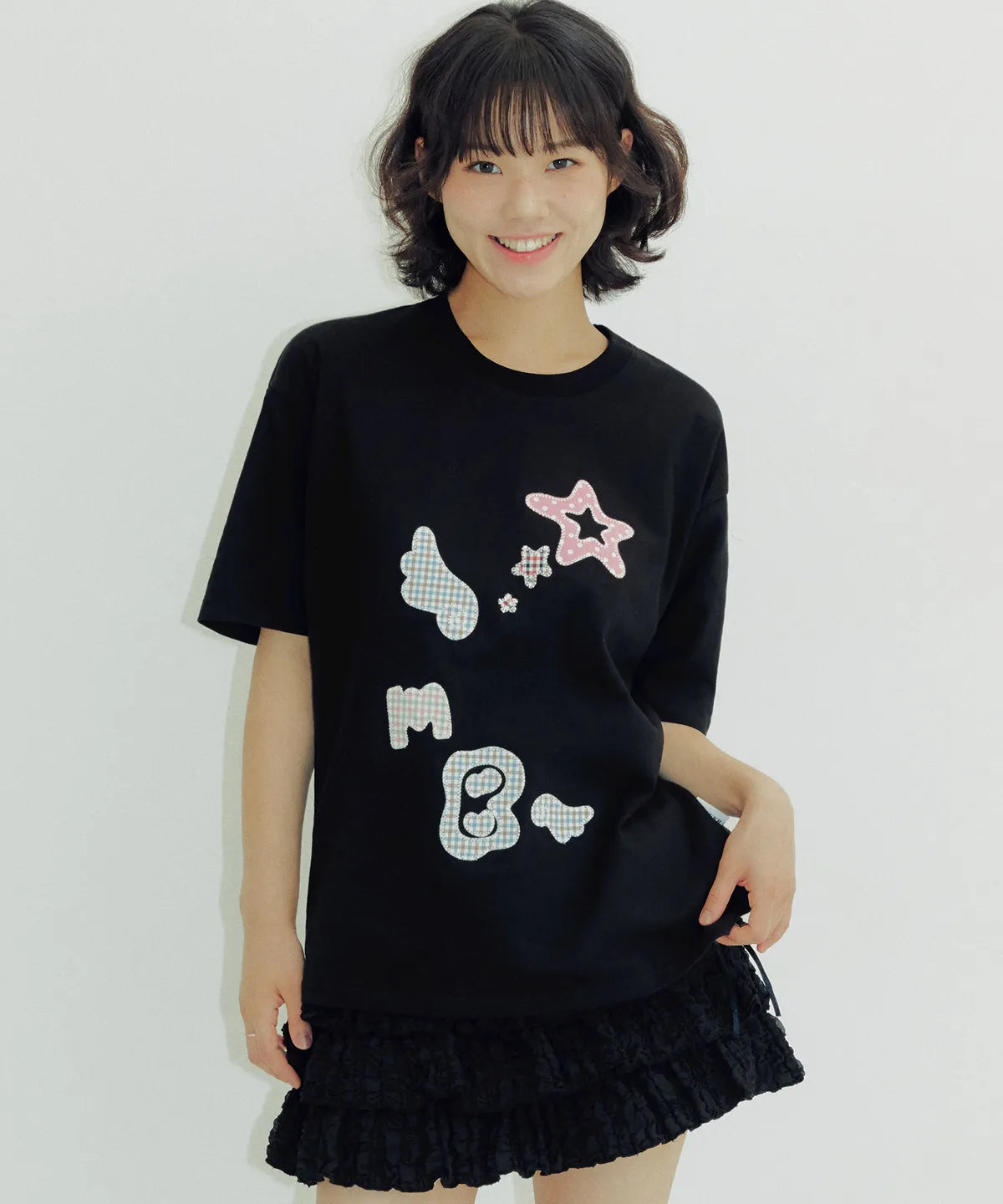 韓國 Ambler AMB Angel Check Patch Short Sleeve T-Shirt【AR109】