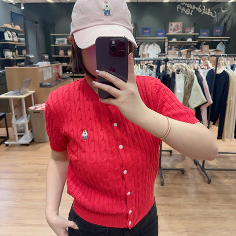 韓國 Who.A.U Steve Round Neck Short Sleeve Cardigan【WA125】