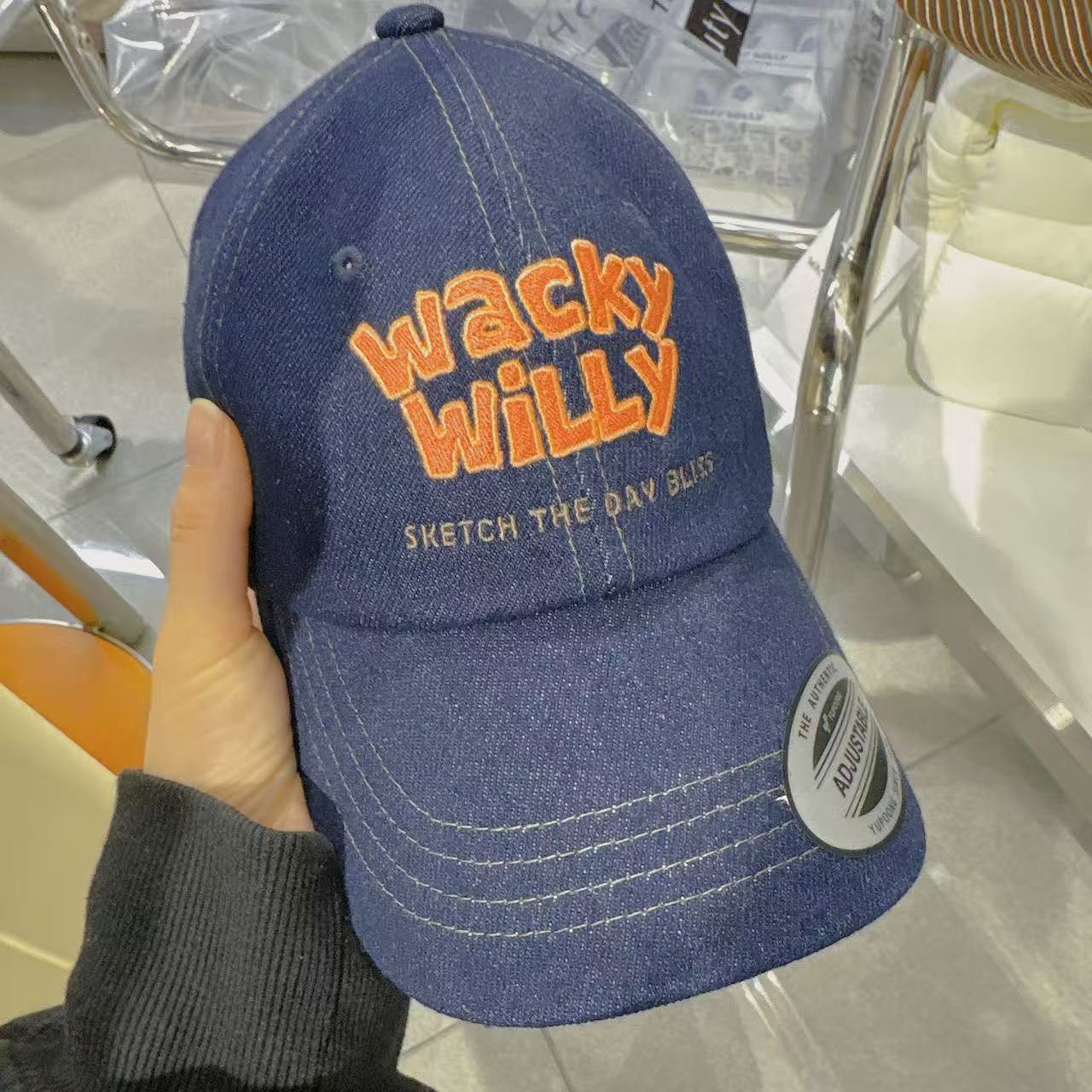 韓國 Wacky Willy Typo Denim Ball Cap【WW044】