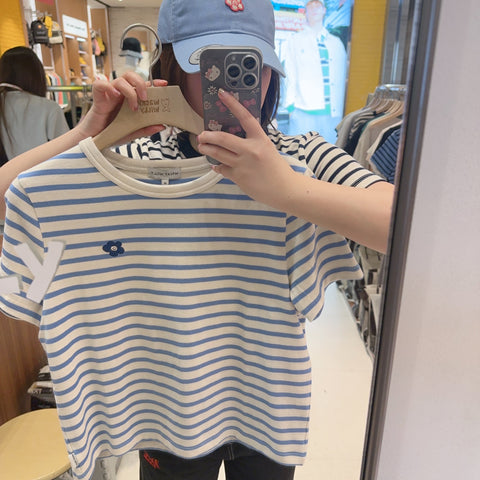 韓國 Wacky Willy Women's Striped Short Sleeve T-Shirt【WW205】