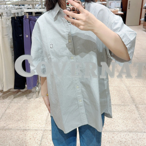 韓國 Covernat C Logo Oxford stripes Shirt【CO178】