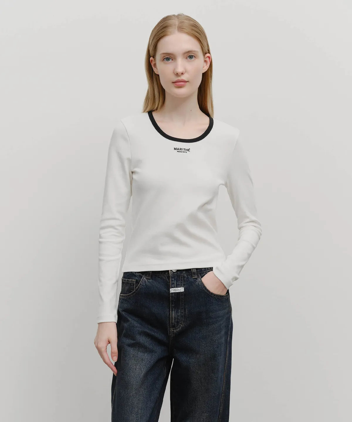 韓國 Marithe Francois Girbaud W Deep Neck Long Sleeve【MF627】