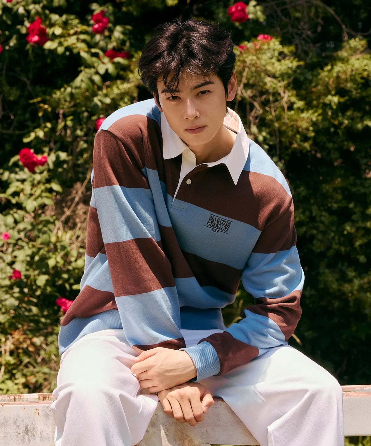 韓國 Marithe Francois Girbaud Classic Logo Stripe Rugby Sweatshirt【MF650】