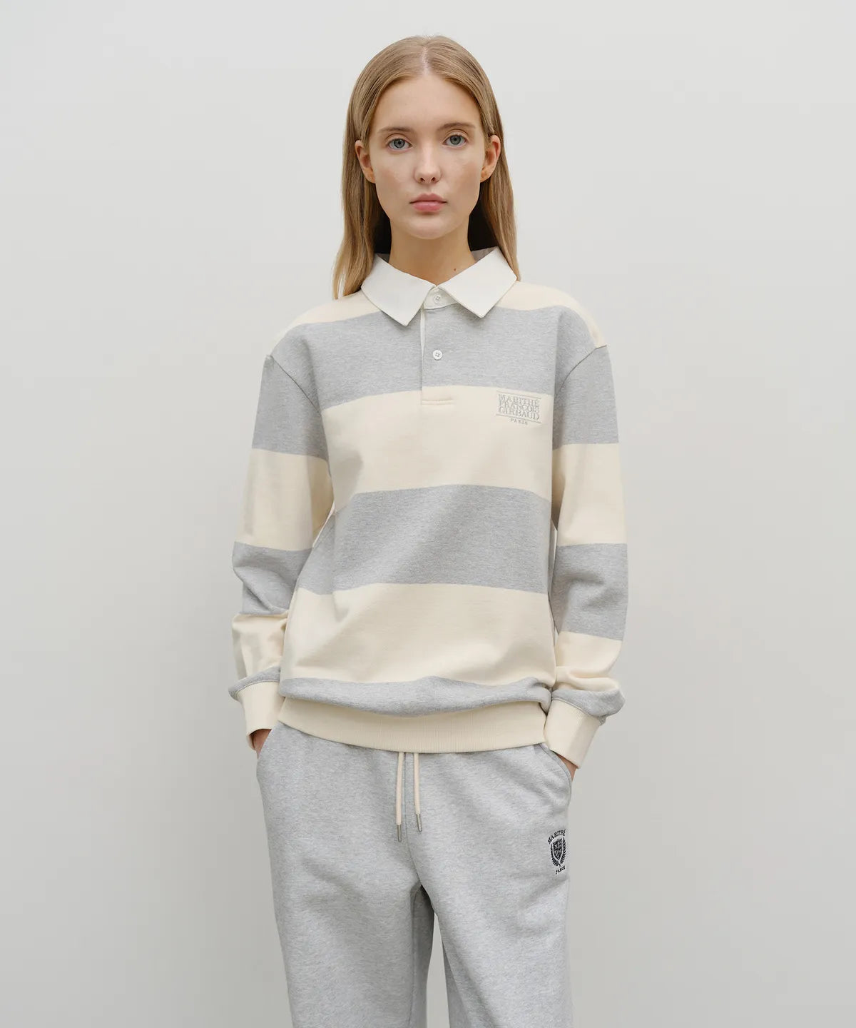 韓國 Marithe Francois Girbaud Classic Logo Stripe Rugby Sweatshirt【MF650】