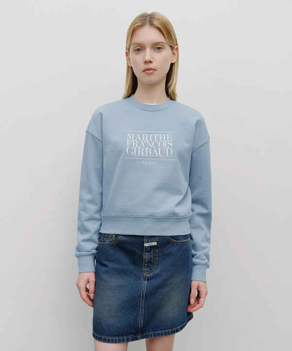 韓國 Marithe Francois Girbaud W Classic Logo Crop Sweatshirt【MF654】