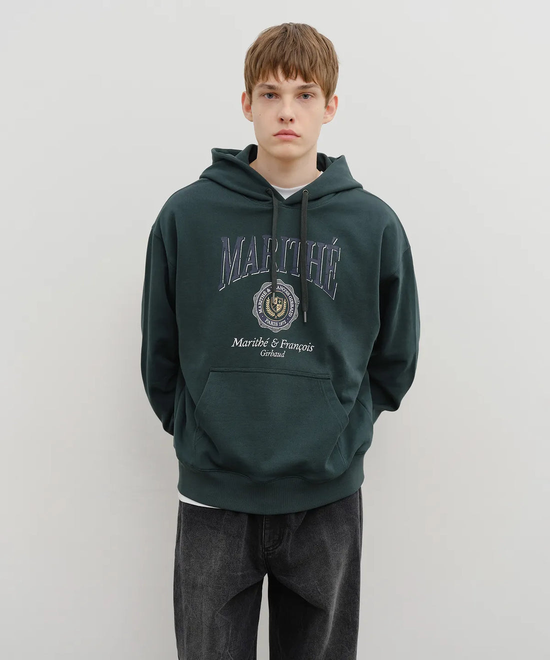 韓國 Marithe Francois Girbaud Crest Crack Logo Oversized Hoodie【MF681】