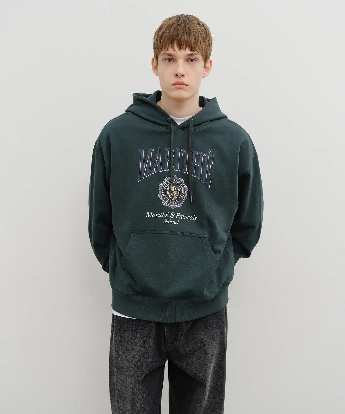 韓國 Marithe Francois Girbaud Crest Crack Logo Oversized Hoodie【MF681】
