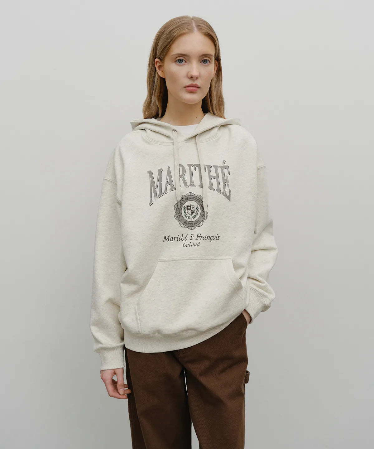 韓國 Marithe Francois Girbaud Crest Crack Logo Oversized Hoodie【MF681】