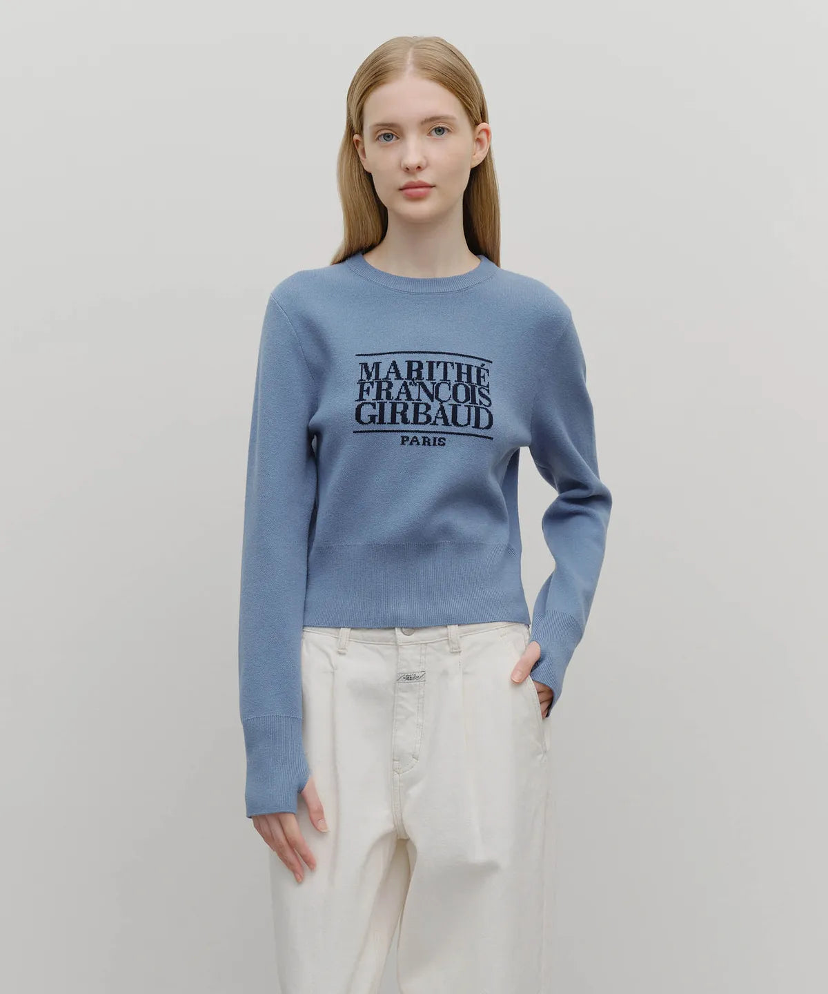 韓國 Marithe Francois Girbaud W Classic Logo Crop Knit【MF664】
