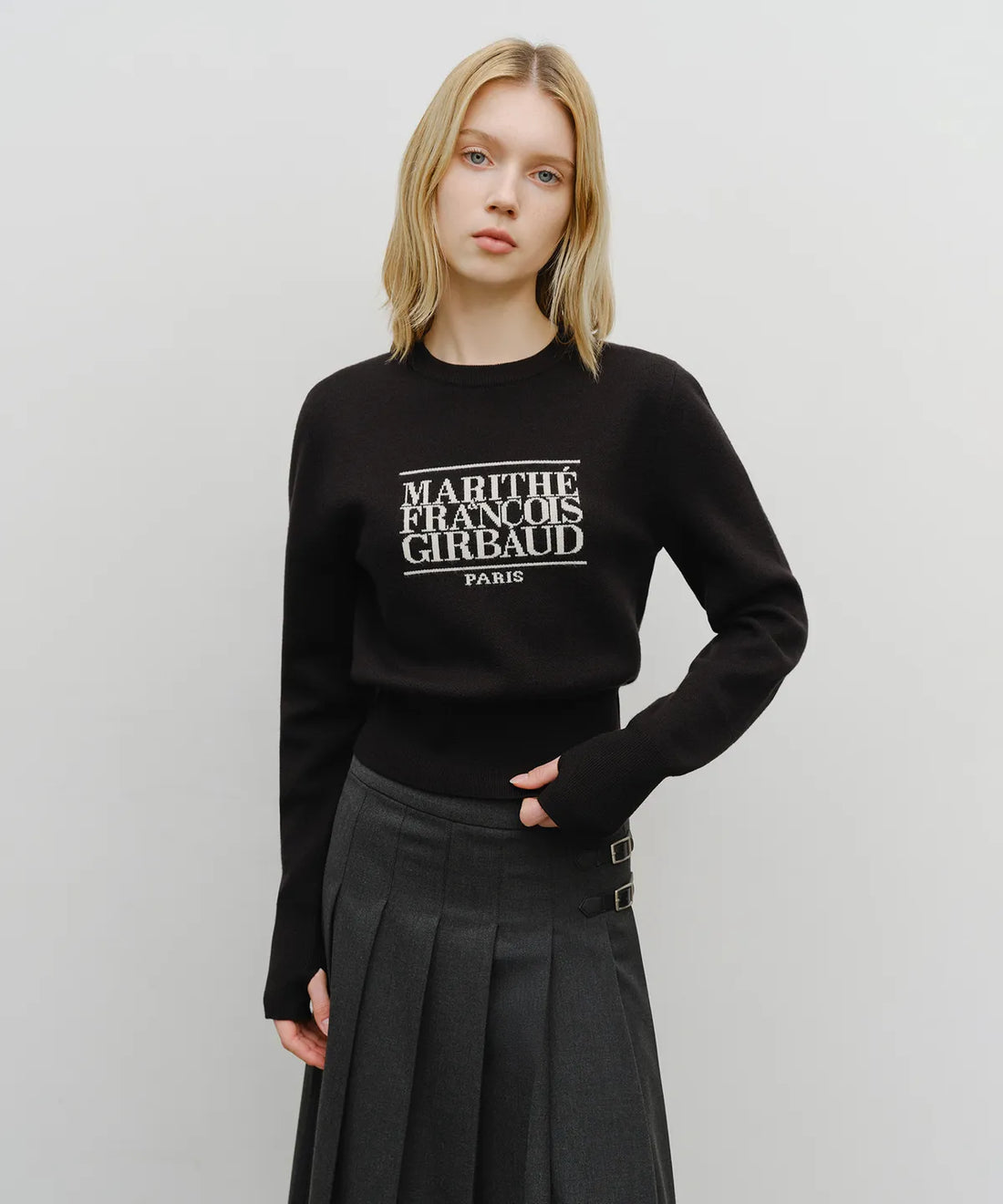 韓國 Marithe Francois Girbaud W Classic Logo Crop Knit【MF664】
