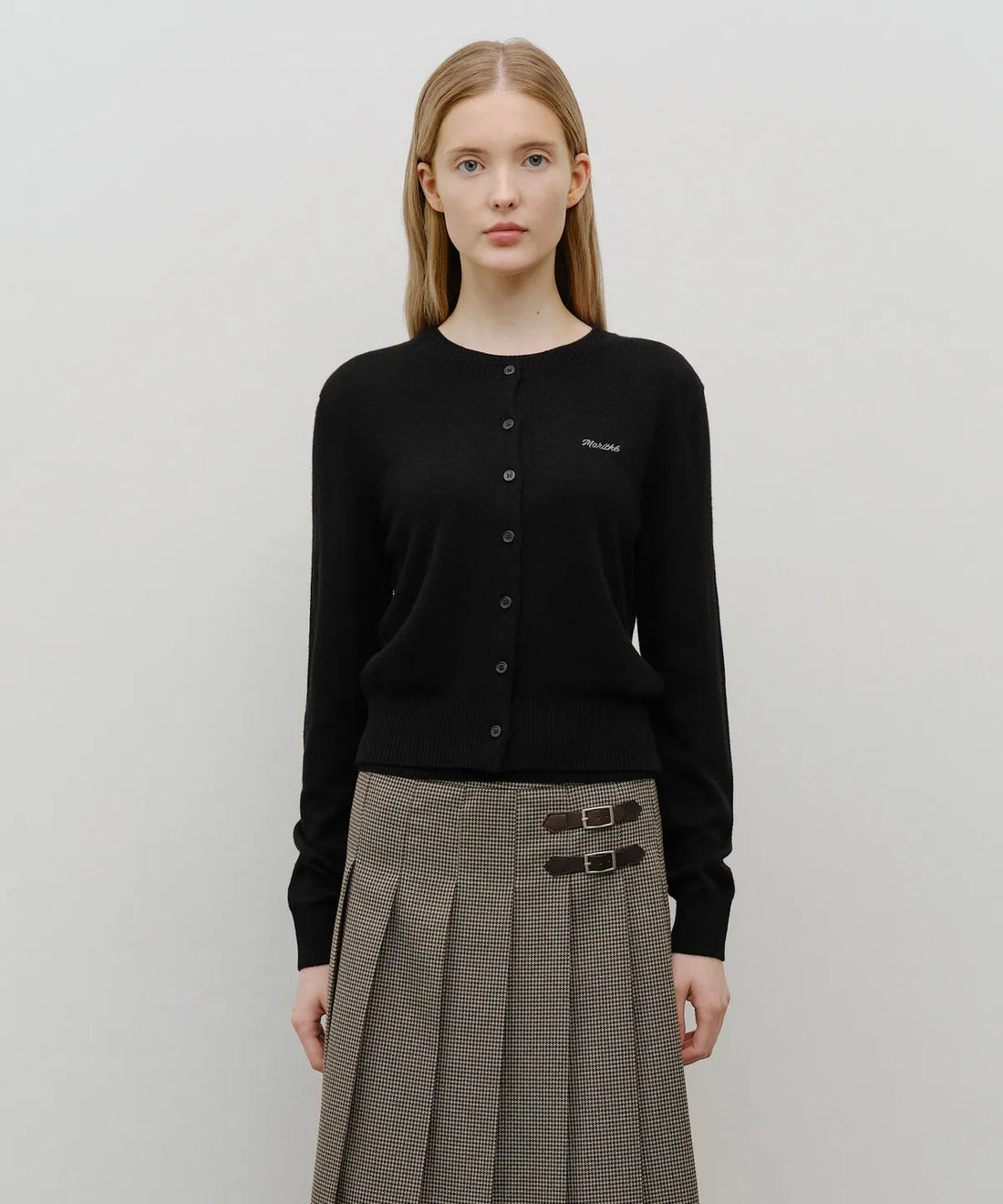 韓國 Marithe Francois Girbaud W Half Knit Round Neck Cardigan Set Up【MF647】