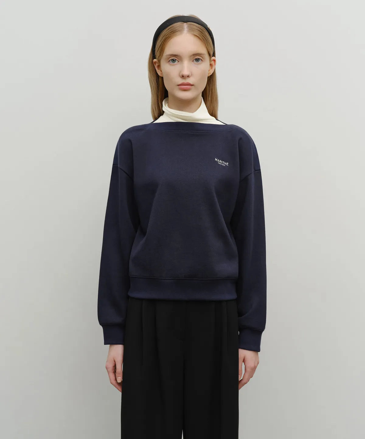 韓國 Marithe Francois Girbaud W Boat Neck Oversized Sweatshirt【MF705】