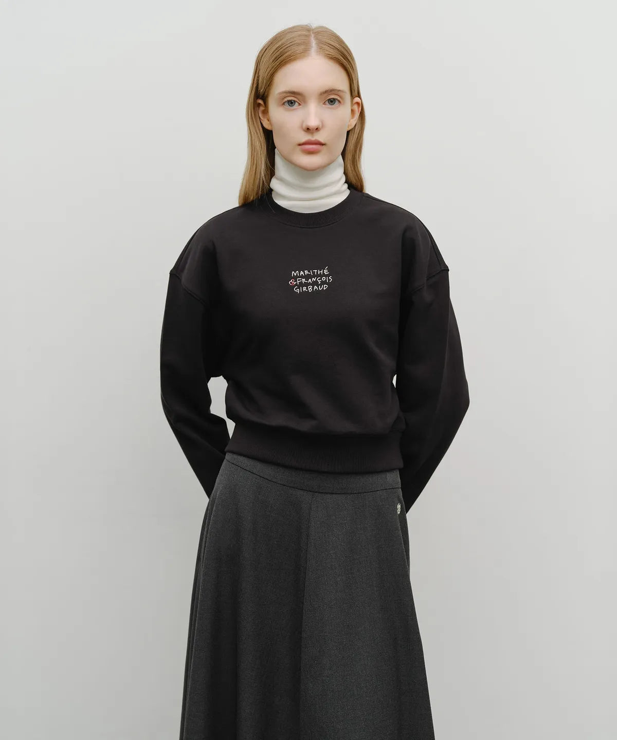 韓國 Marithe Francois Girbaud W Marithe Love Graphic Crop Sweatshirt【MF679】