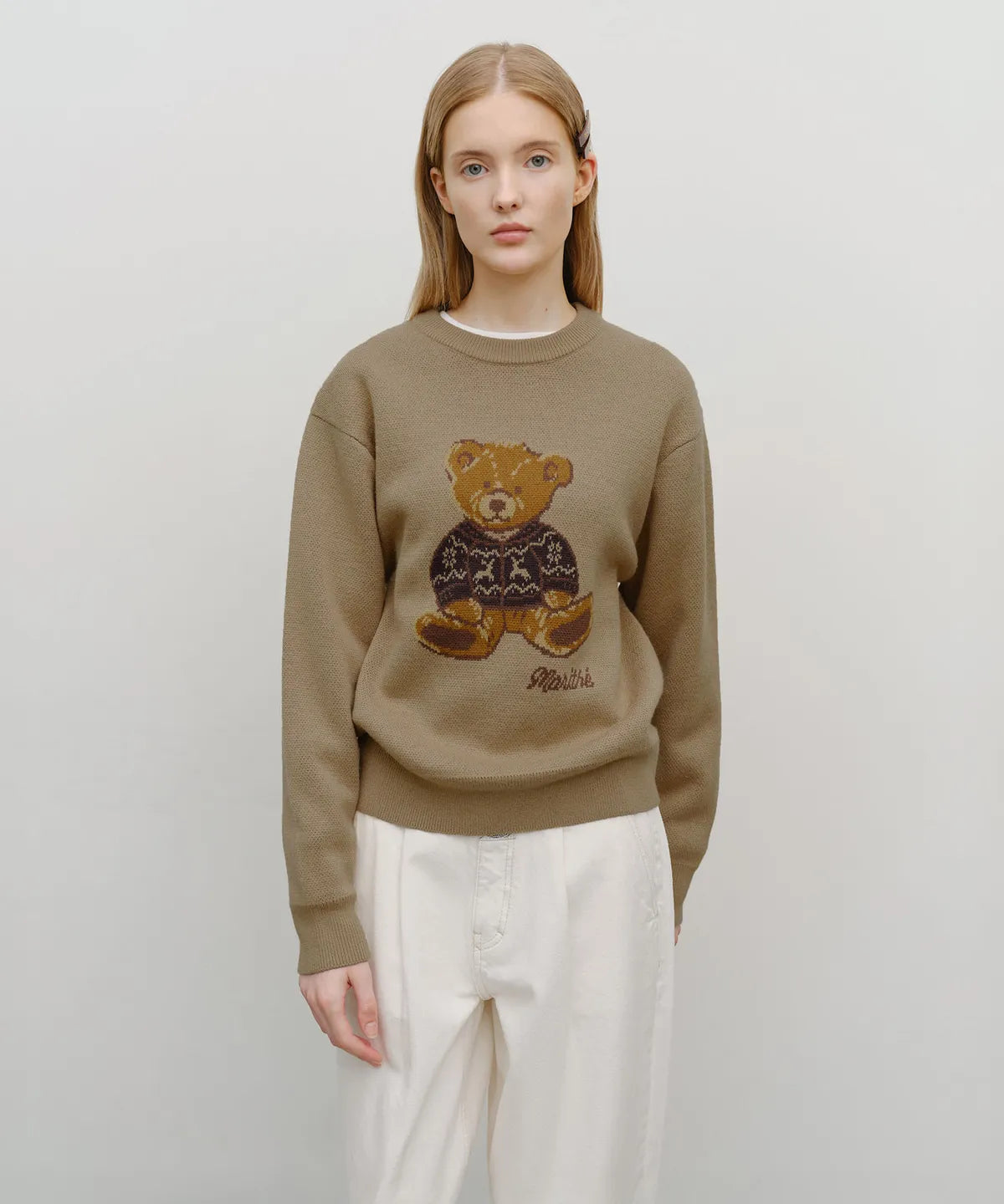 韓國 Marithe Francois Girbaud Doodle Bear Knit Pullover【MF673】