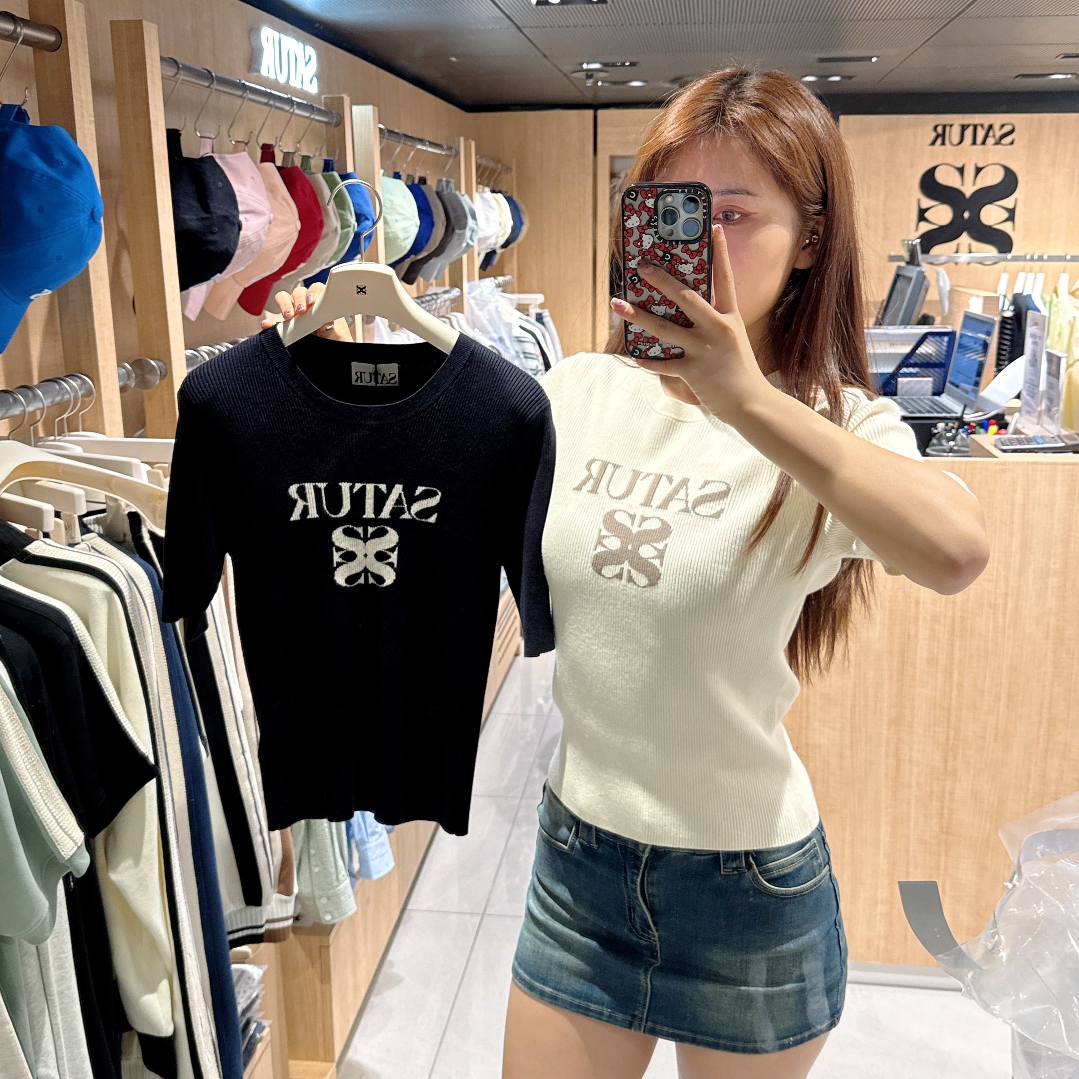 韓國 Satur Knitted short-sleeved T-shirt【SR121】