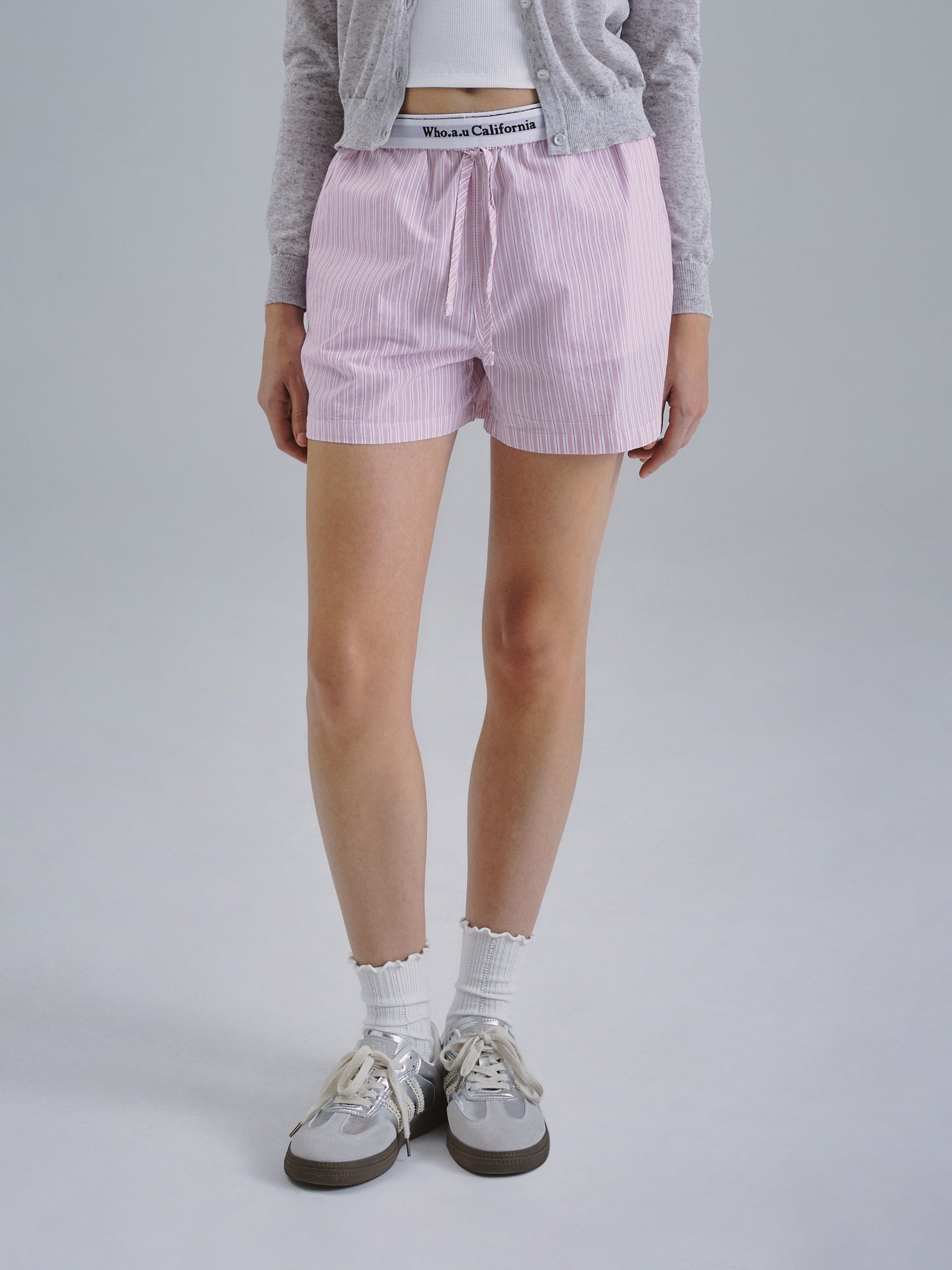韓國 Who.A.U Steve Striped Cotton Shorts【WA218】
