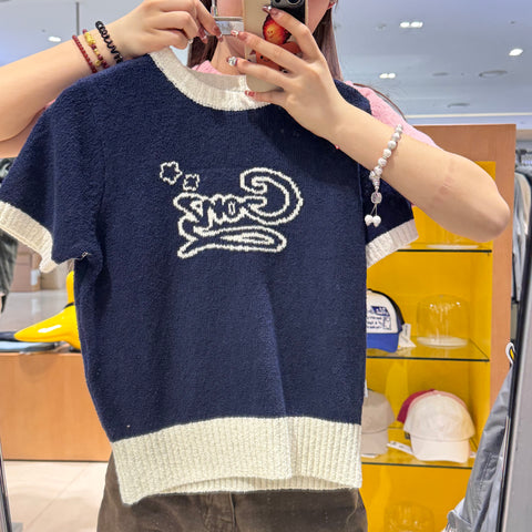 韓國 Mark Gonzales GONZ GRAPHIC WOMENS HALF SLEEVE KNIT TOP【MG163】