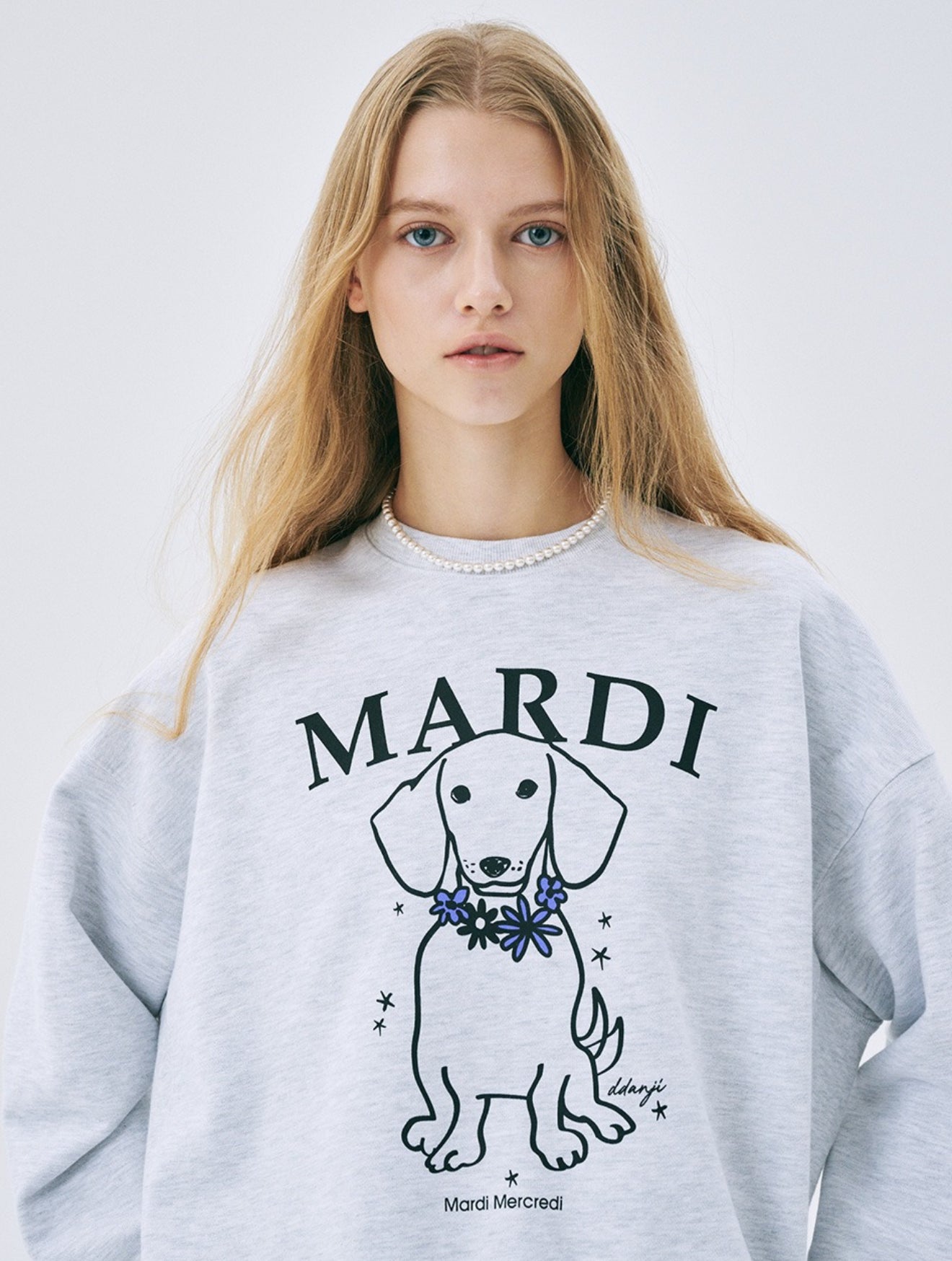 韓國 Mardi Mercredi SWEATSHIRT SWING THE TAIL DDANJI FLOWER NECKLACE【MM003】 - STT Mall HK 靚太網購