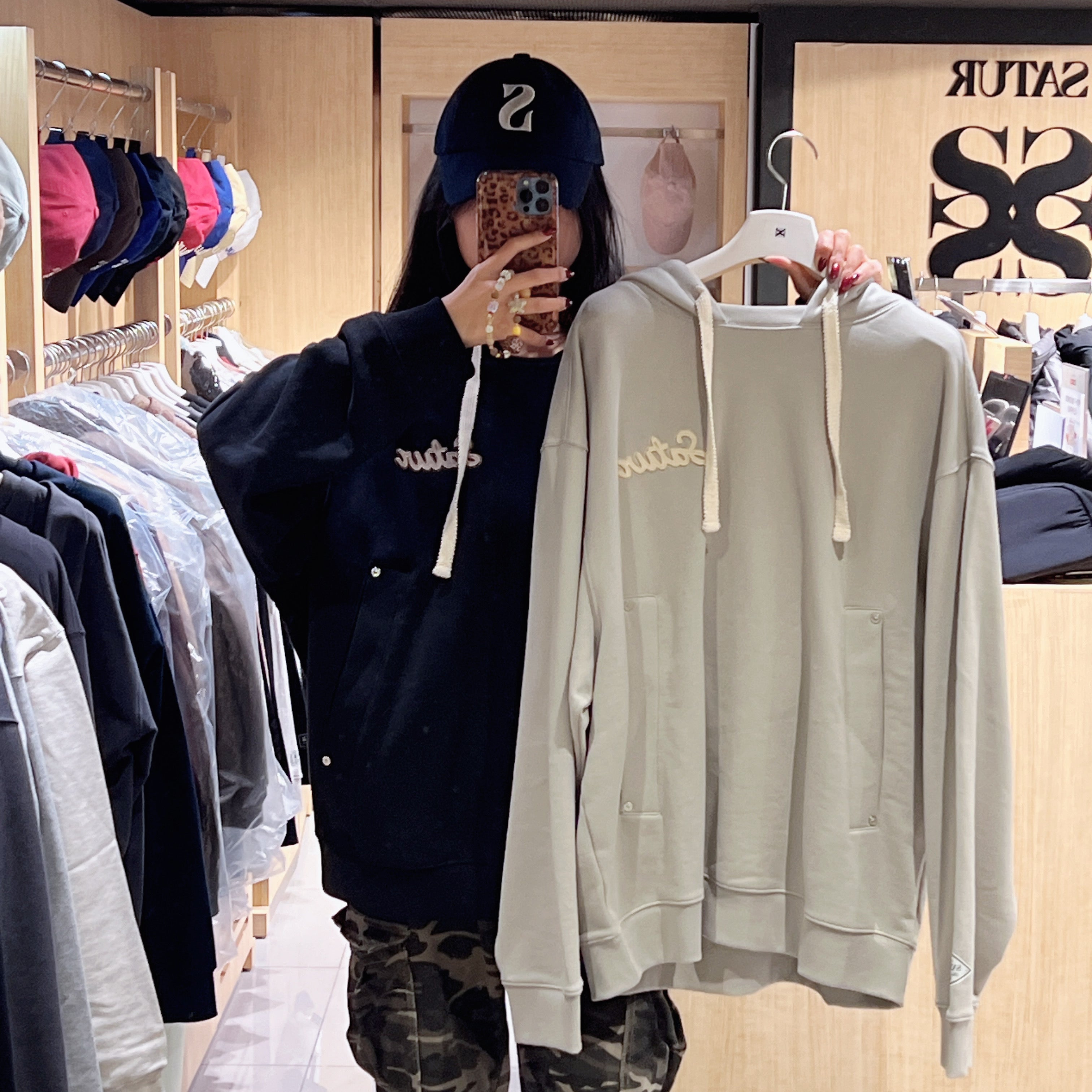 韓國 Satur Setter Applique Round Neck Hooded T-Shirt【SR227】