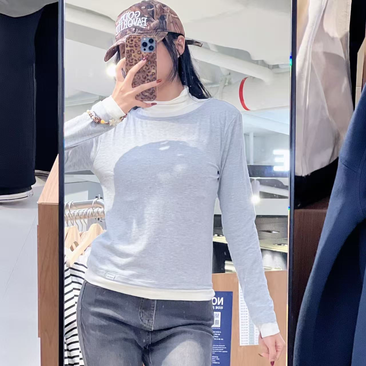 韓國 Marithe Francois Girbaud W Layered Turtle Neck Long Sleeve【MF771】